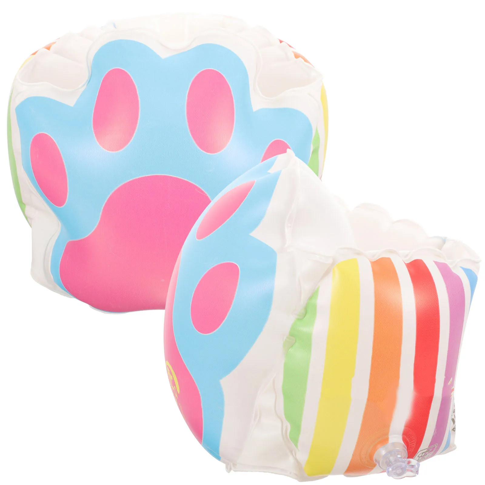 1 ペア子供用アームフロートサークルインフレータブルアームバンド水泳用調節可能な漫画のクマの形プールフロート水