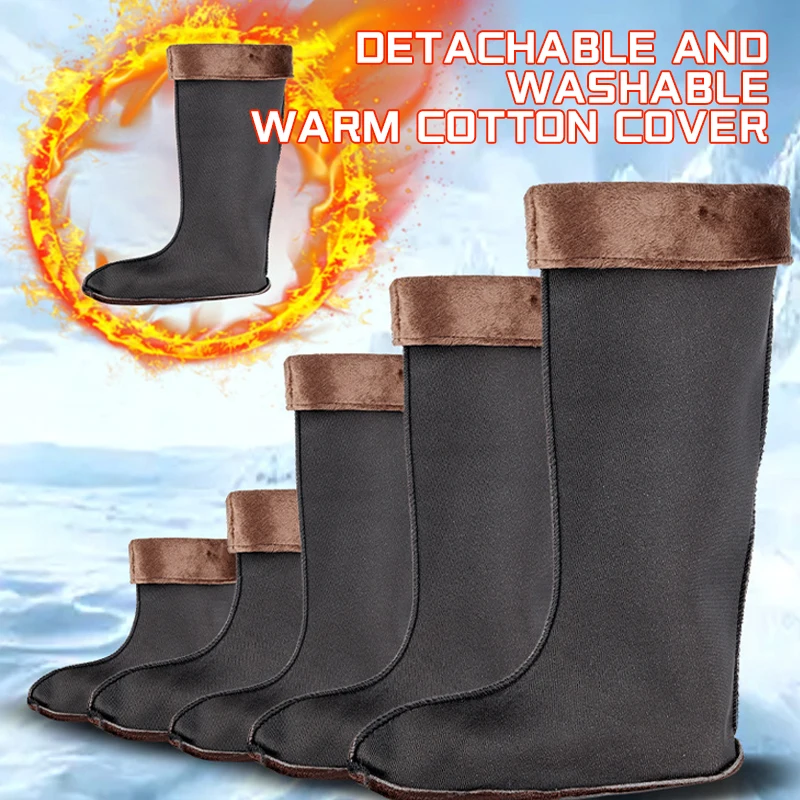 Winter Warm Lining For Rain Boots Women's Soft Shoes Cover Polyester Cotton Liner For Water Rain Shoes Lining Socks Floor Shoes