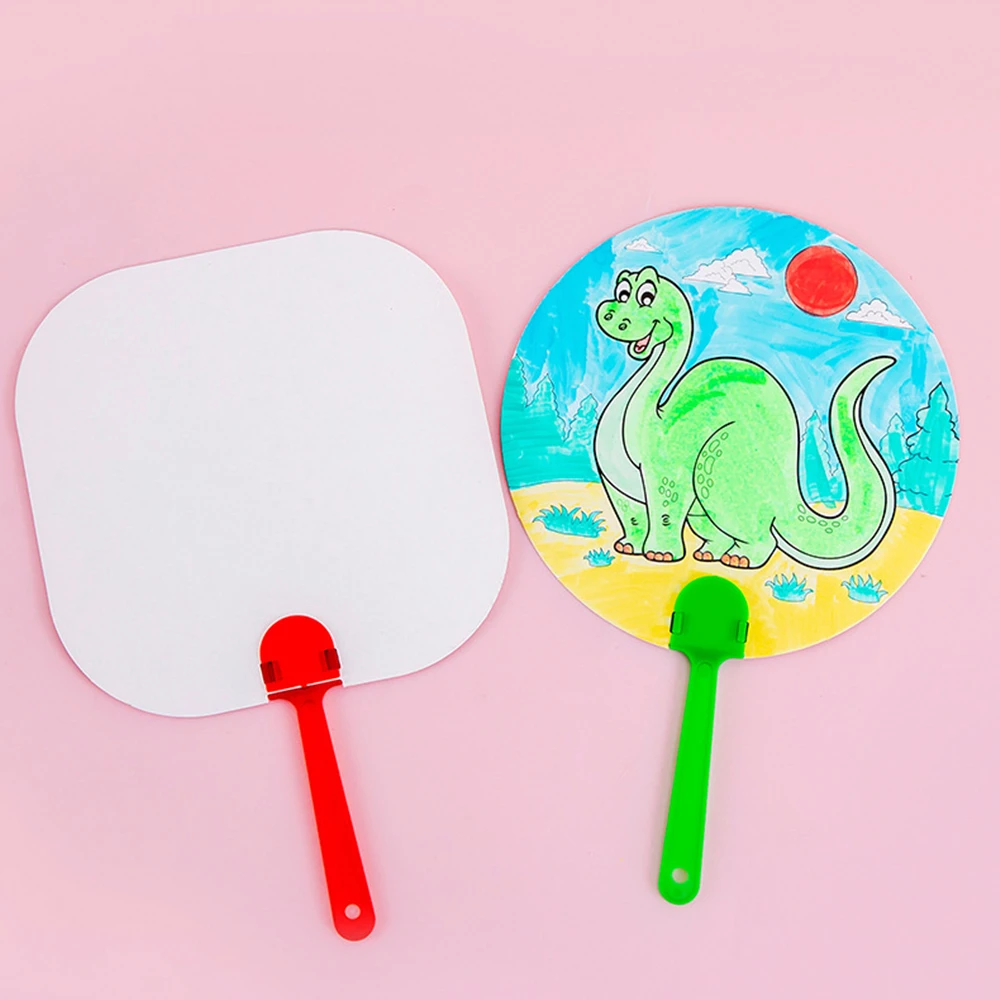 10-30 Pcs Cartoon DIY Painted Graffiti Fan Kids Birthday Party Anniversary Wedding Guest Gift Back To School Kindergarten Gift