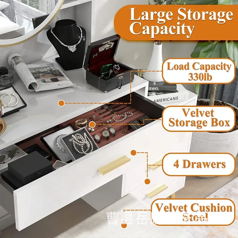 Modern Custom Panel Dresser with Integrated Vanity Small Bedroom Storage Cabinet Simple Design Furniture for Home Decor