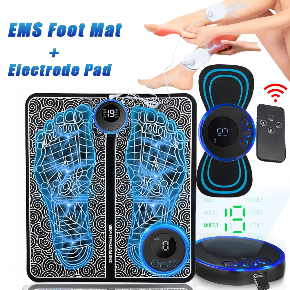 EMS Foot Massager Pad Portable Foldable Massage Mat Pulse Muscle Stimulation Improve Blood Circulation Relief Pain Relax Feet