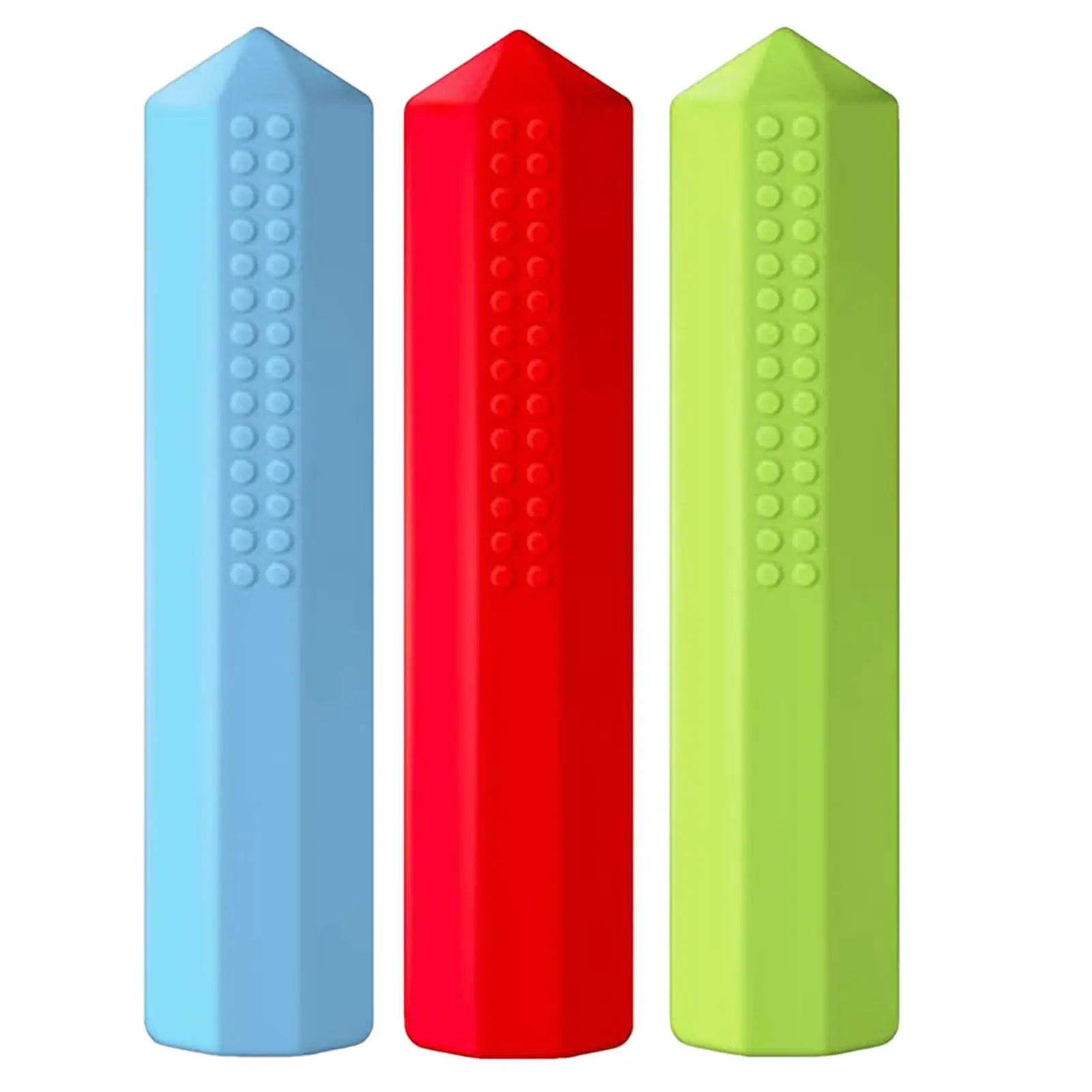 Kaubare Bleistift-Sensor-Topper, 3-teilige Silikon-Bleistifthülsen, Kauhilfe, farbige, beruhigende Stift-Topper für Teenager, Kinder, Jugendliche