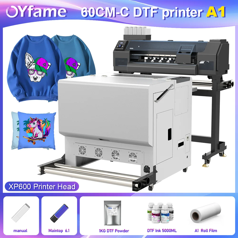 OYfame A1 DTF Printing Machine For Epson XP600 A1 DTF Printer With dtf powder Shaker For clothes hoodies tshirt printing machine