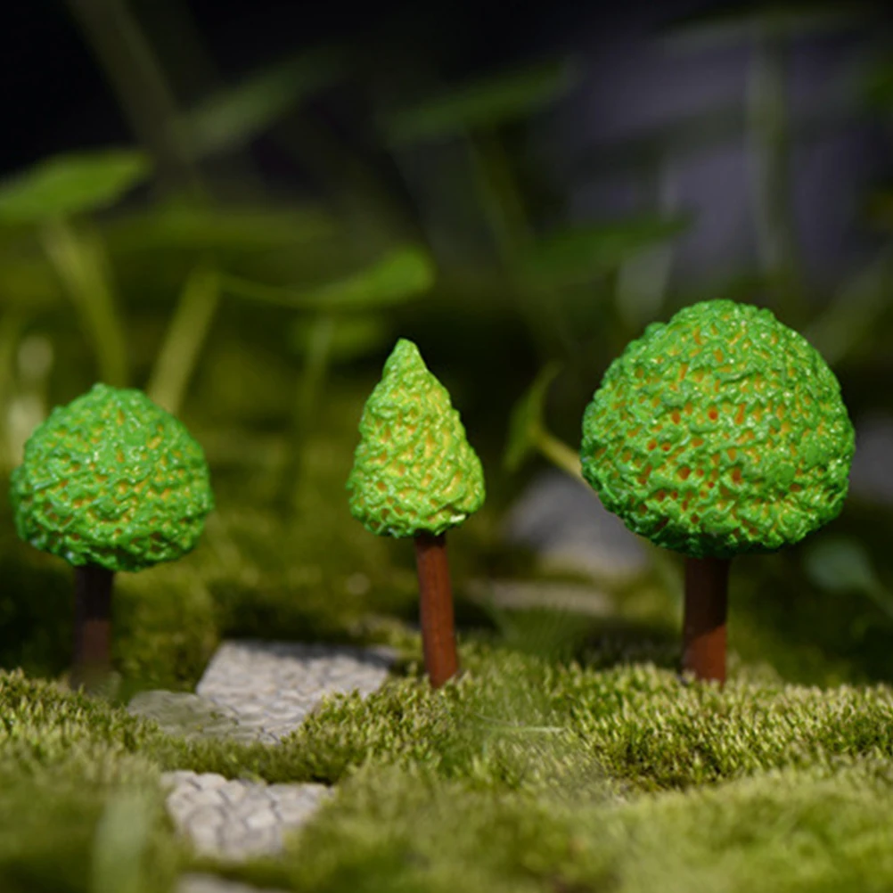 

3pcs Miniature Tree Ornaments Small Craft Resin Statue Moss Decor Bonsai Garden Landscape DIY Accessories Outdoor Decor