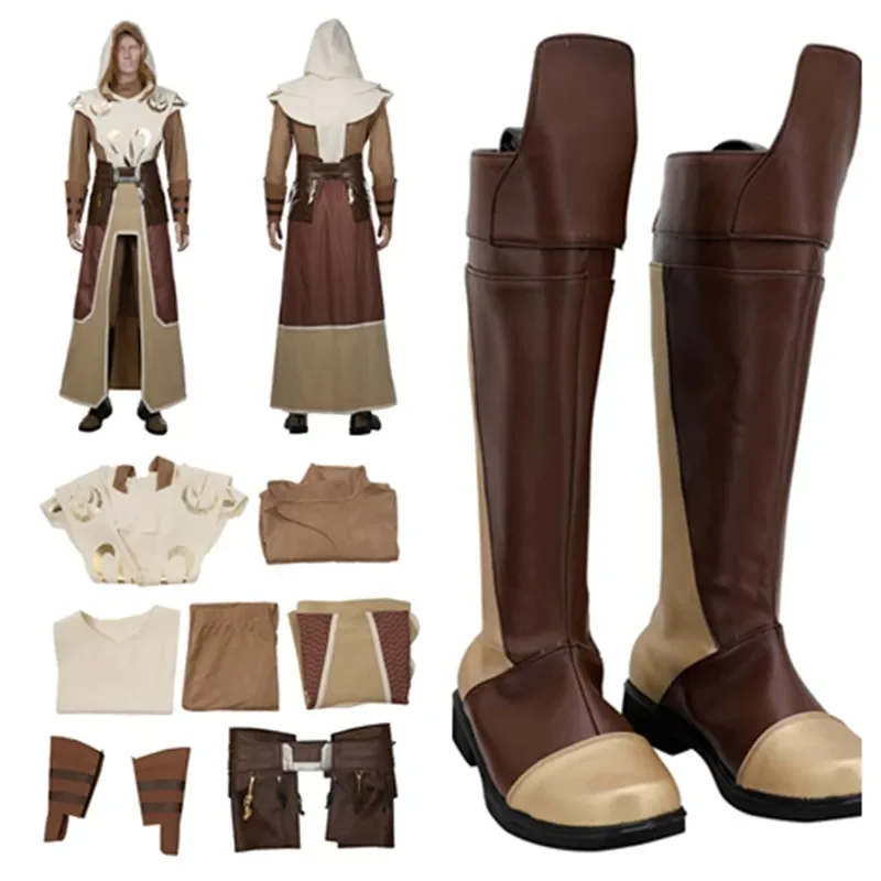 Disfraz de Cosplay de Temple Cos Guard para hombres adultos, zapatos, botas, abrigo de fantasía, uniforme, bata, trajes, traje de fiesta de Carnaval de Halloween