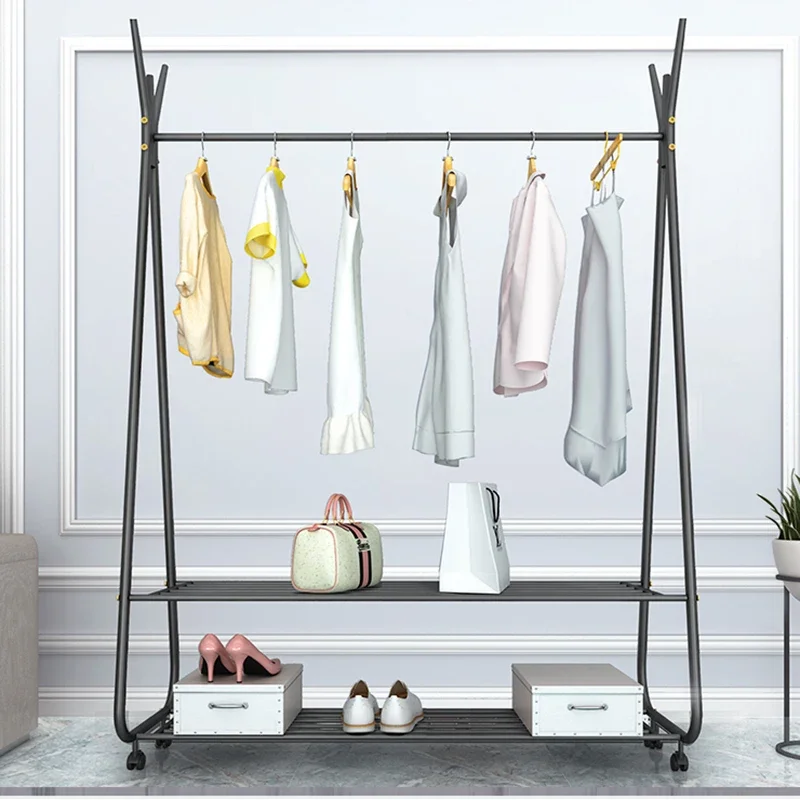 Clothes Outdoor Hanger Floor Pole Wheel Mobile Clothes Drying Rail Golden Wardrobe Entryway Hall Prateleiras Balcony Furniture