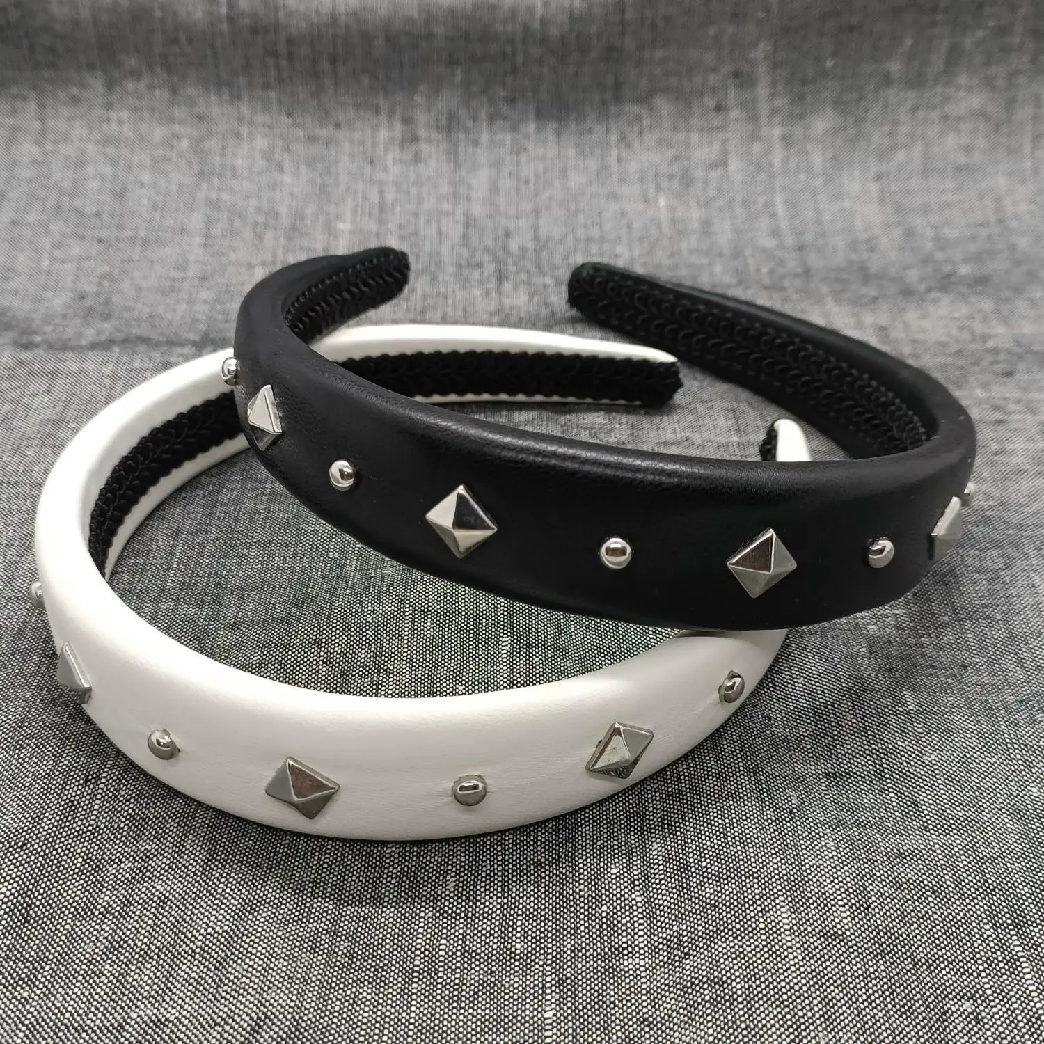 2024 new PU punk headband for Women Metal Rivets Personality Trendy Gottic Hairdband Punk Head Wear Hair Accessories for Female
