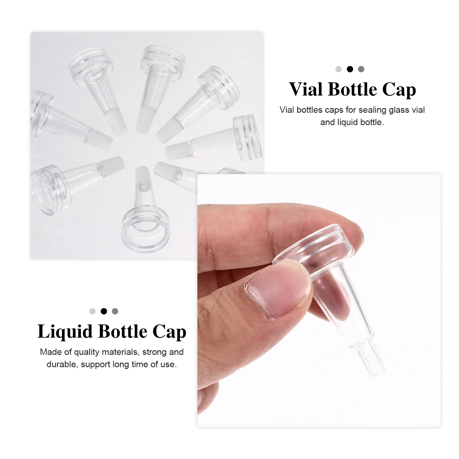 100 Pcs Essence Bottle Trumpet Head Droppers Vial Sealing Cap Transparent Liquid Plastic Professional Horn Shape