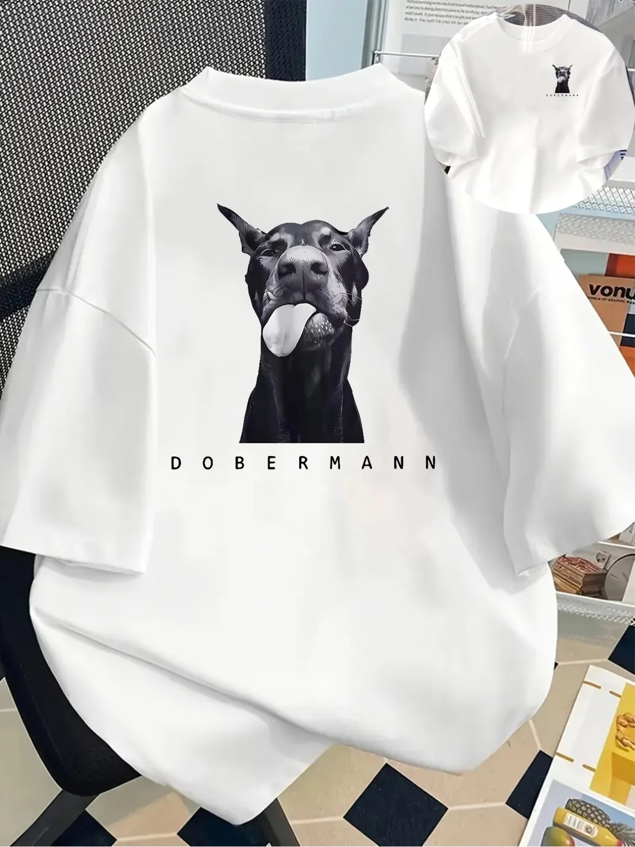 Funny Doberman Graphic Print T-Shirt Women Summer Fashion Short Sleeve Tee Retro Streetwear Ladies Aesthetic Dog Tee