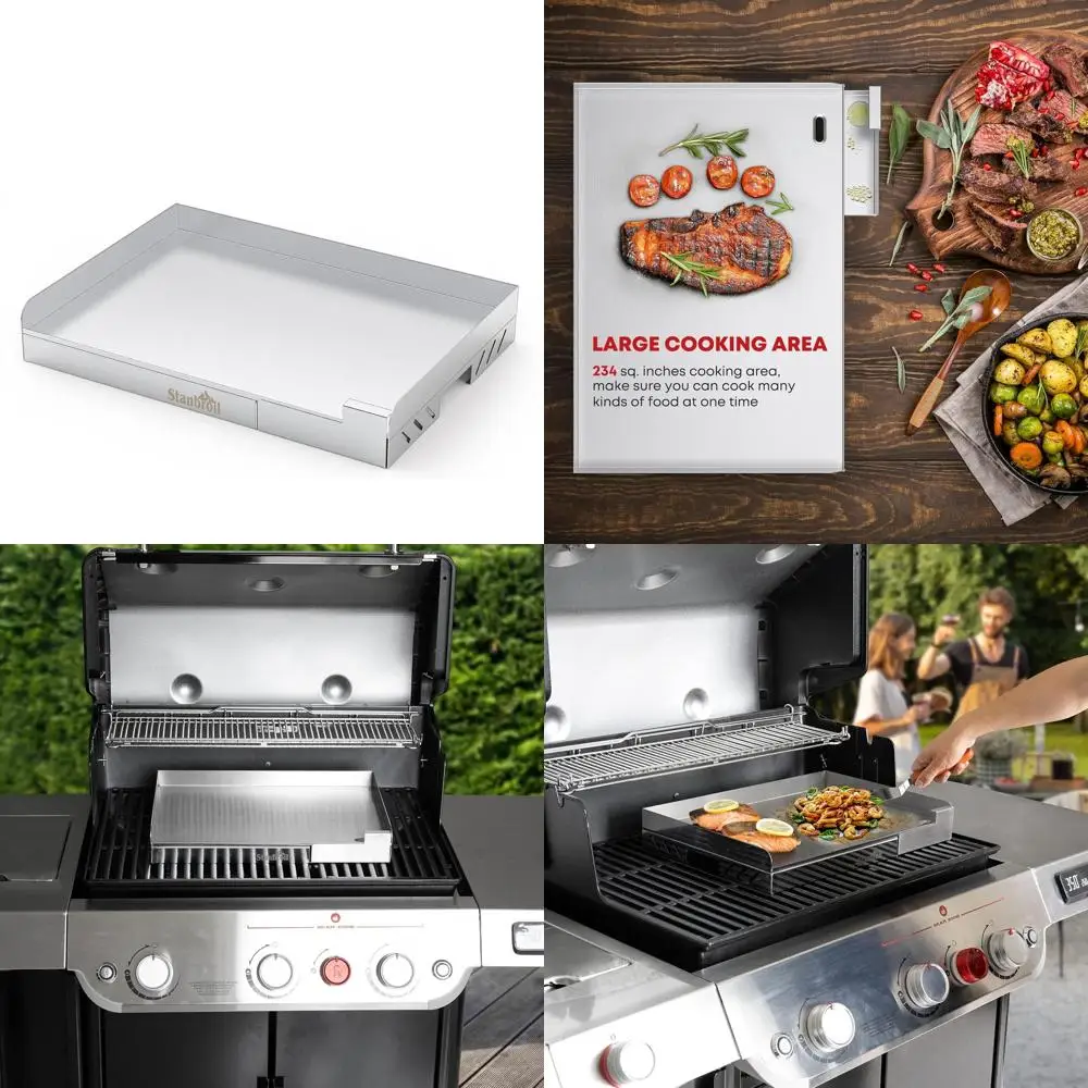 

Even Heat Stainless Steel Grill Griddle, 18 x 12.5, Universal Fit for BBQ, Camping, and Outdoor Parties