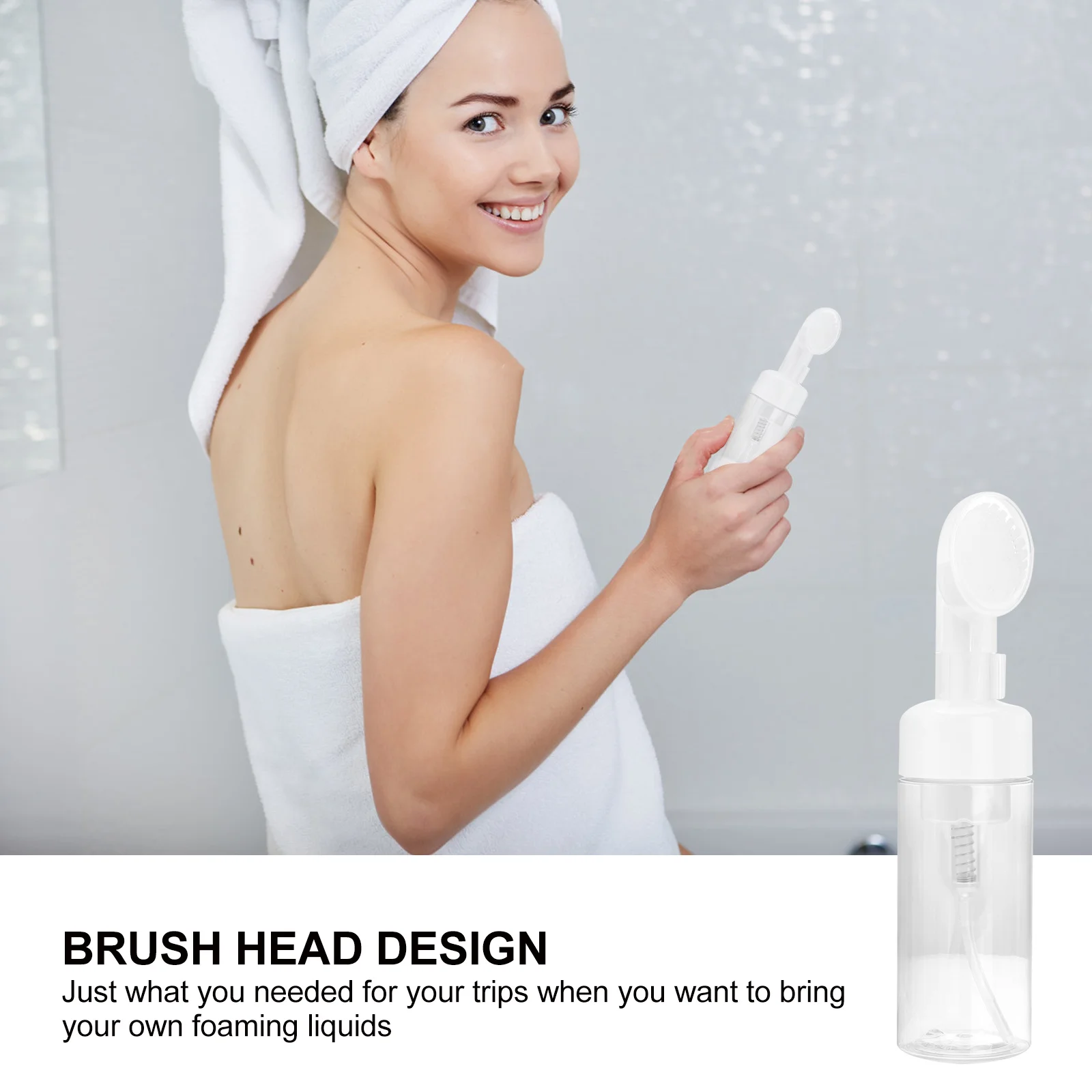 2 قطعة زجاجة رغوة مع رأس فرشاة موزع رغوة قابل لإعادة الملء للسفر، جل استحمام شامبو وغسول الوجه، زجاجات فرعية مانعة للتسرب