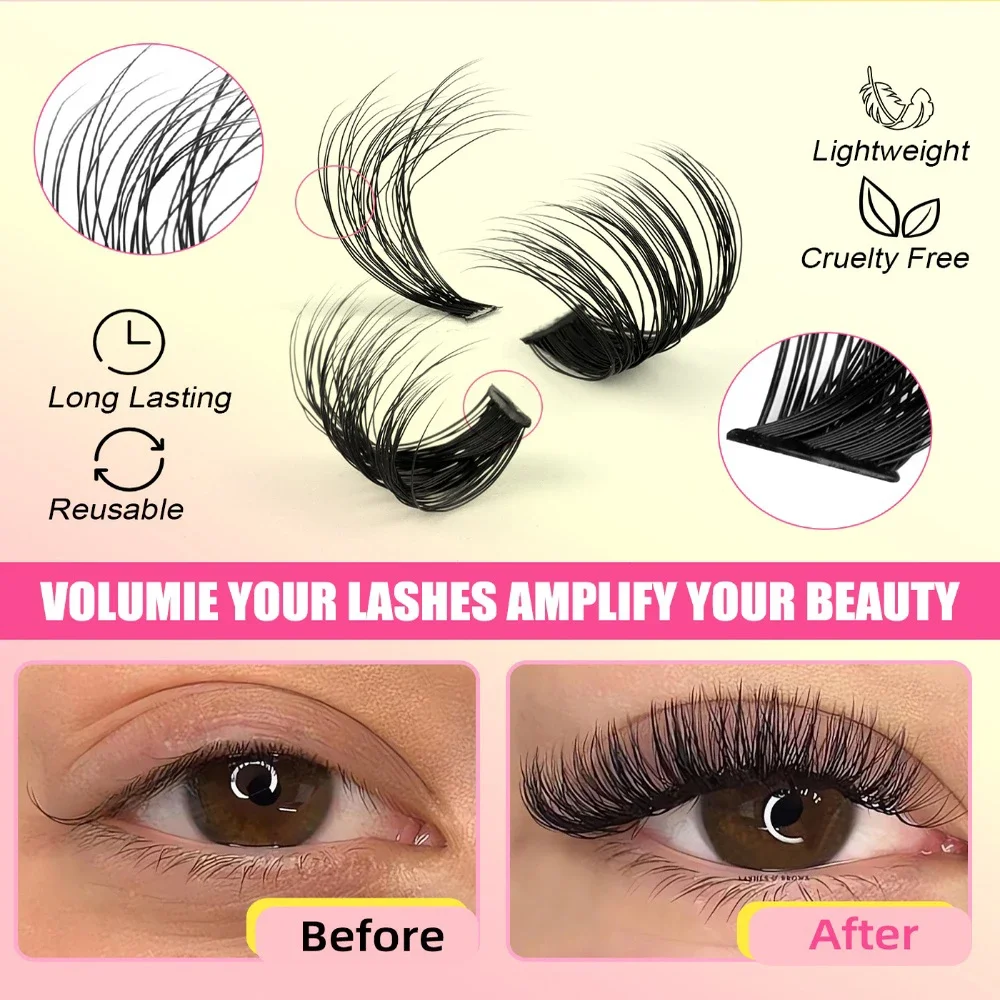Kit de cils en grappe, Volume individuel moelleux, épais, mixte 60D 100D 3D, Extension de faux cils vaporeux, maquillage