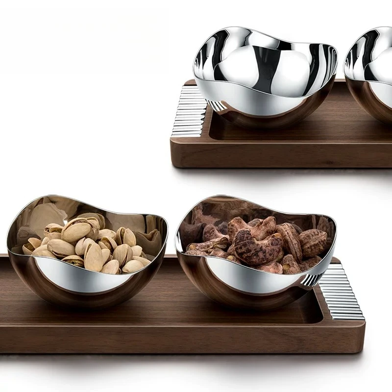 Light luxury walnut dried fruit plate household tea table food bowl creative plate fruit plate tea tray