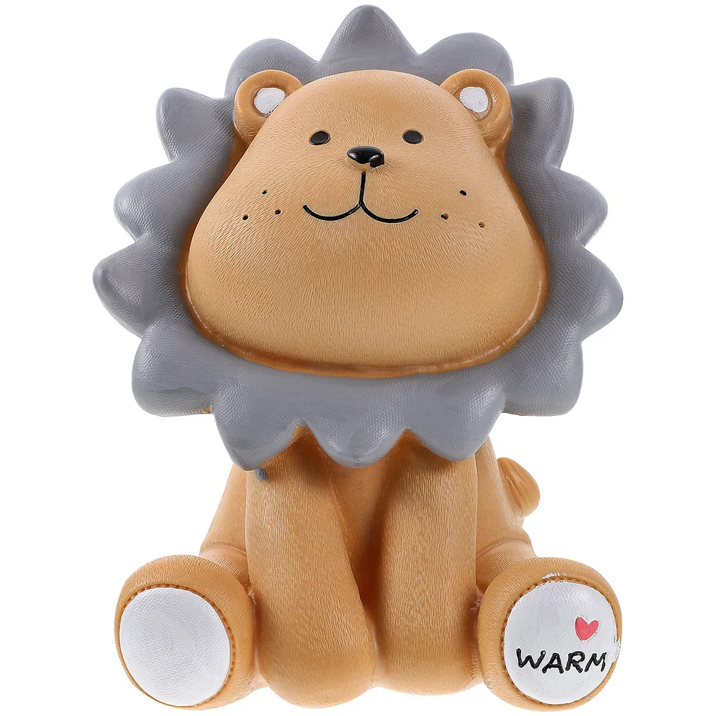 

Kids Lion Money Bank Brown Sturdy Vinyl Realistic Yet Playful Design Coin Storage Pot for Boys Girls Desktop Decor Creative