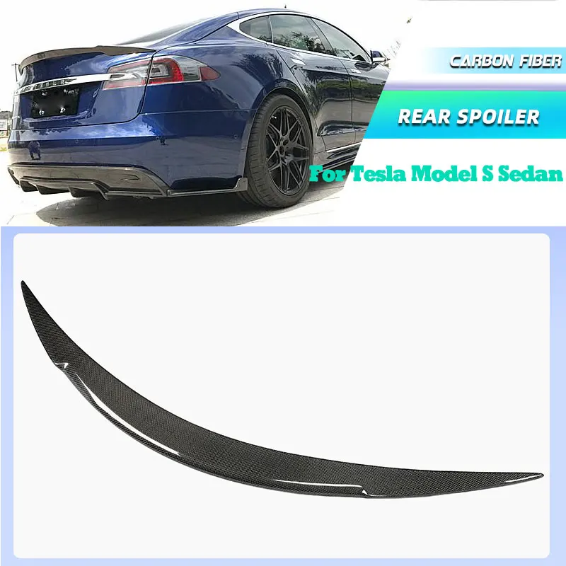

Full Carbon Fiber Car Rear Trunk Spoiler Wings for Tesla Model S Sedan 4-Door 2014-2023 Rear Spoiler Boot Wing Lip Body Kit FRP
