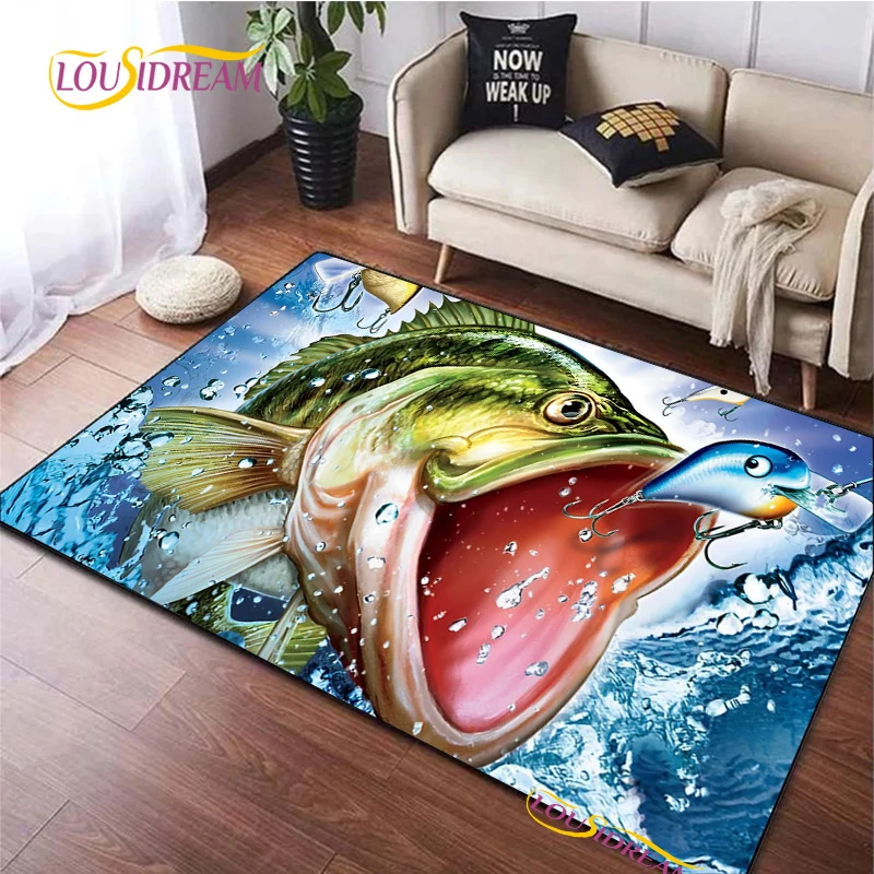 Fashion Fishing Enthusiast NonSlip Rug for Living Room,Bedroom,Playroom,Kitchen,Door,Prayer Floor Mat Decor Rug Gift Alfombra