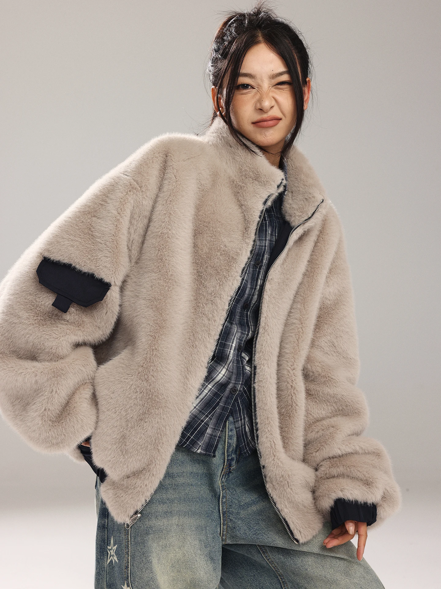 

Мужская зимняя куртка MANYSTON American Sle свободного кроя из хлопка, теплая, с воротником-стойкой, на меховой подкладке, повседневная верхняя одежда