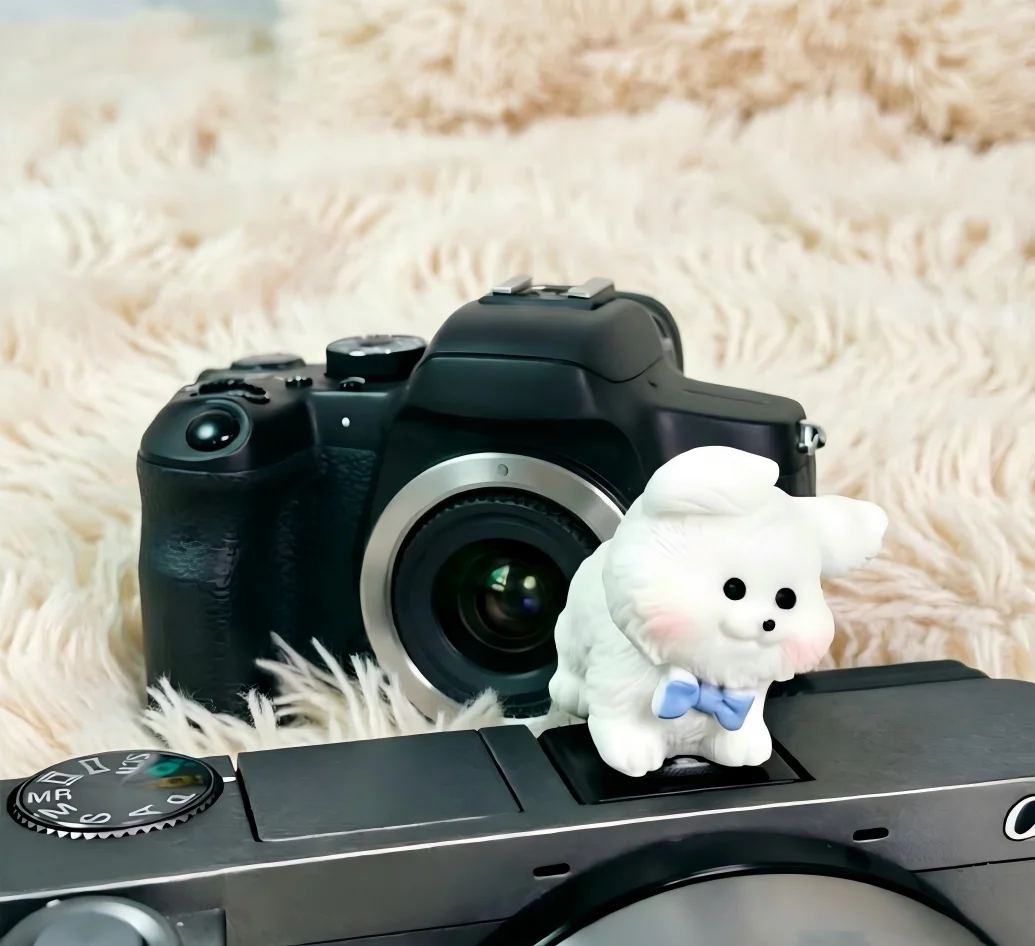 Cute Happy Dog kept for payment Series Hot Shoe Cover for Leica Q2 Fuji X100V X-T5 Sony ZV-1 Canon EOS R5 Nikon Z5 Camera Access view 3