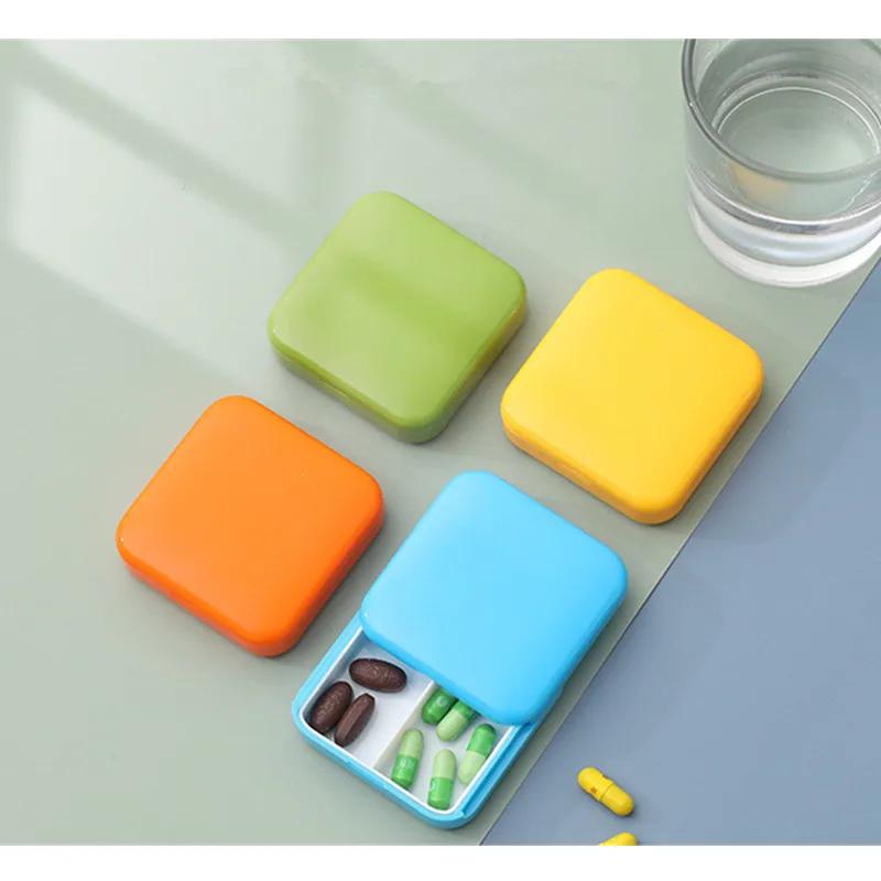 Mini Small Portable Travel Vitamin Box Medicine Cases Container Organizer Storage Waterproof 7 Days 2 Grids Medicine Fish Oils