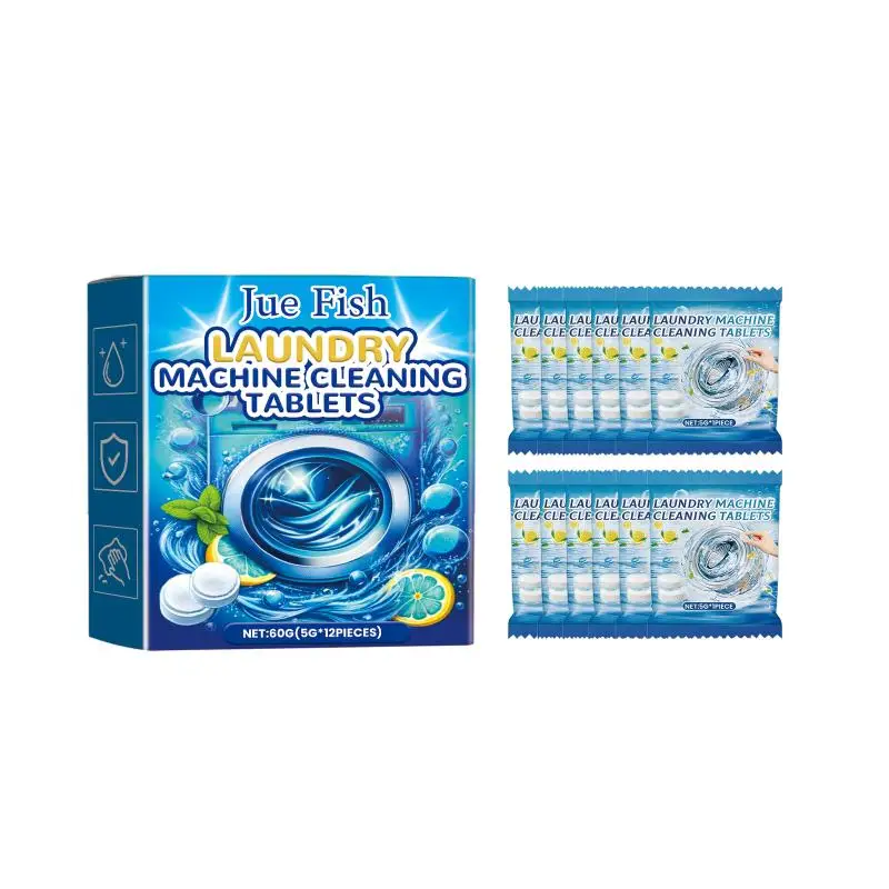 All Purpose Washing Machine Cleaning Tablets 12PCS Remove Tough Odors and Dirt Effervescent Formula for Laundry Maintenance