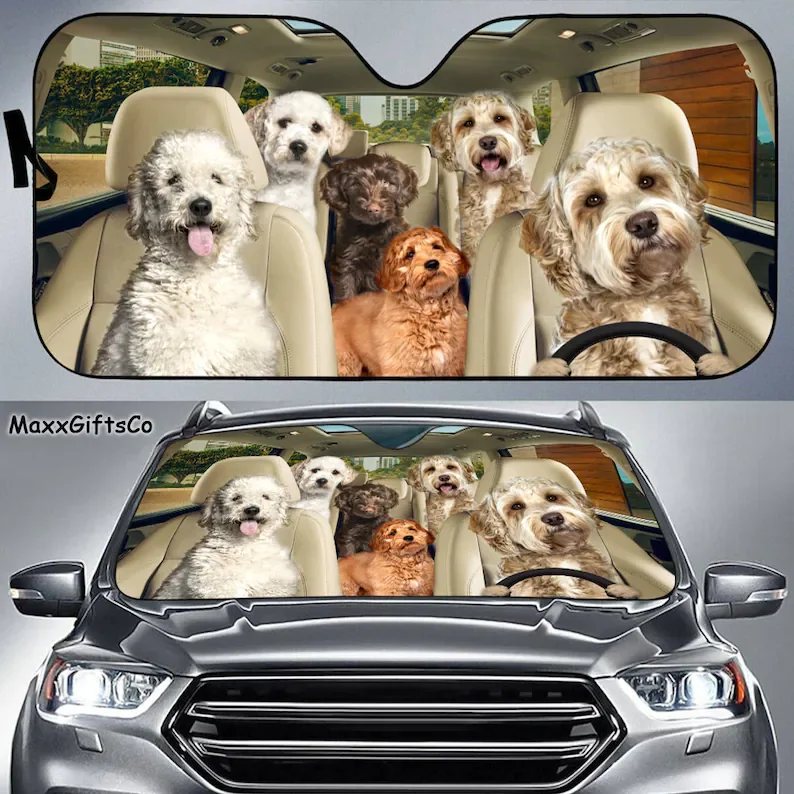 

Labradoodle Car Sun Shade, Labradoodle Windshield, Dogs Family Sunshade, Dogs Car Accessories, Car Decoration, Gift For Dad, Mom