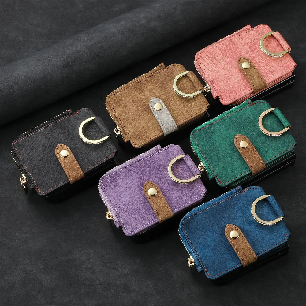For Motorola Moto Razr 60 50 40 Ultra 5G Zipper Wallet Case Leather Ring Back Cover Moto Razr Plus 2025 Case Razr 60 50 40 Funda