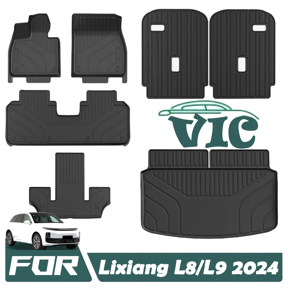 Car Floor Mats for Lixiang L8/L9 2024 All Weather Waterproof Car Carpet Non-slip Foot Pad TPE Floor Liners Accessories