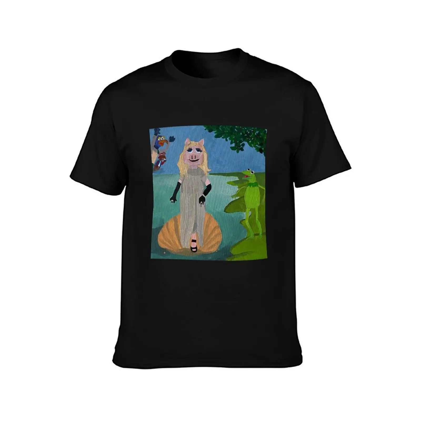 Birth of Piggy T-Shirt, Summer Casual Cotton Tee, Oversized Streetwear Tops, Vintage Graphic Print, Loose Fit Short Sleeve
