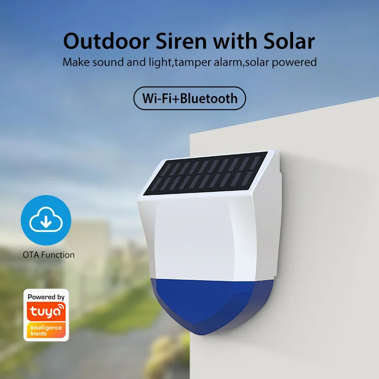 Tuya Intelligent WiFi/Bluetooth Solar Outdoor Human Infrared Alarm Outdoor Waterproof Audible and Visual Alarm