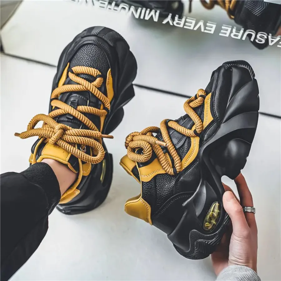 

Men's Height Increasing Sneakers with Air Cushion Shock Absorption Technology Thick Platform Sole and/PVC Sole Suitable for Cas