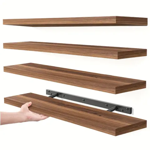 TOMNK Floating Shelves, 4pcs, 56cm/22in, Wall Shelves For Bathroom/Living Room/Bedroom/Kitchen Decor, Shelves With Invisible Bra
