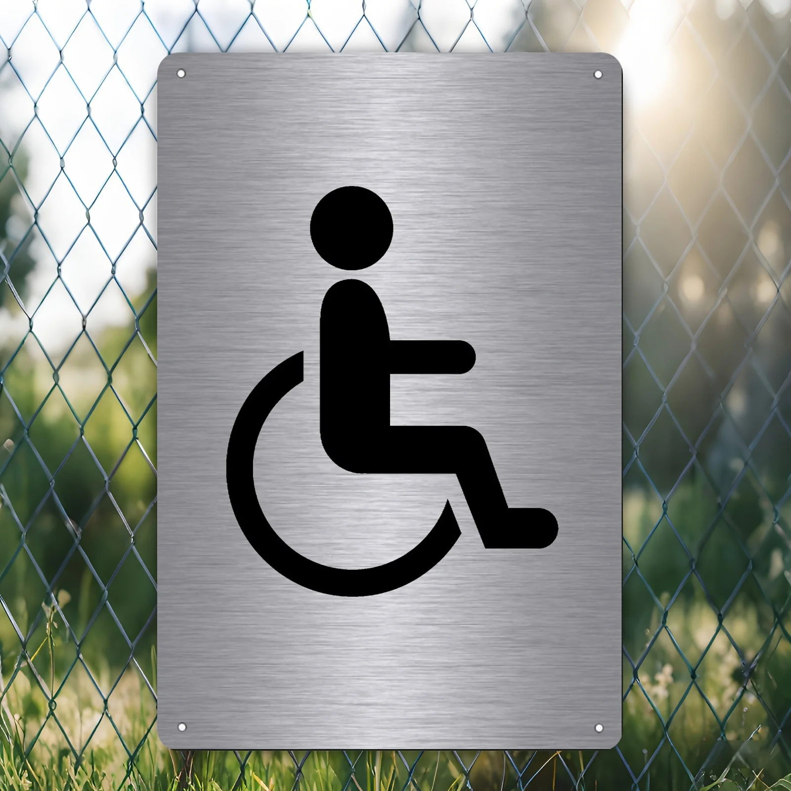 2D Flat, 1pc Tin Sign Disabled Wheelchair-Toilet-Toilet-Bathroom Metal Plaque Wall Decoration Outdoor Wall Art Gift Idea