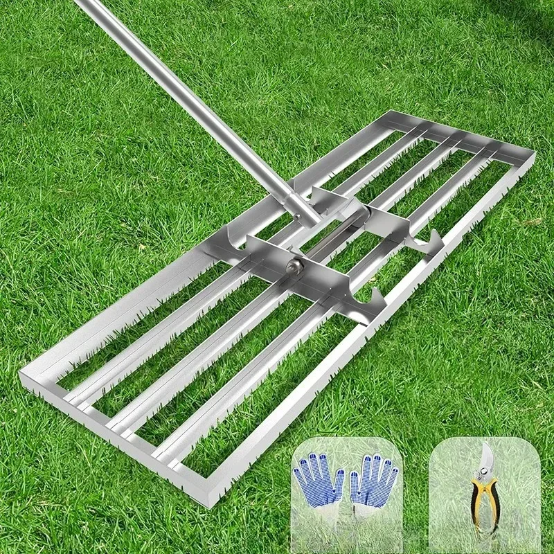 Lawn Tools 304 Stainless Steel Handle Leveling Rake Lawn Backyard Garden Golf Course Agricultural Leveler