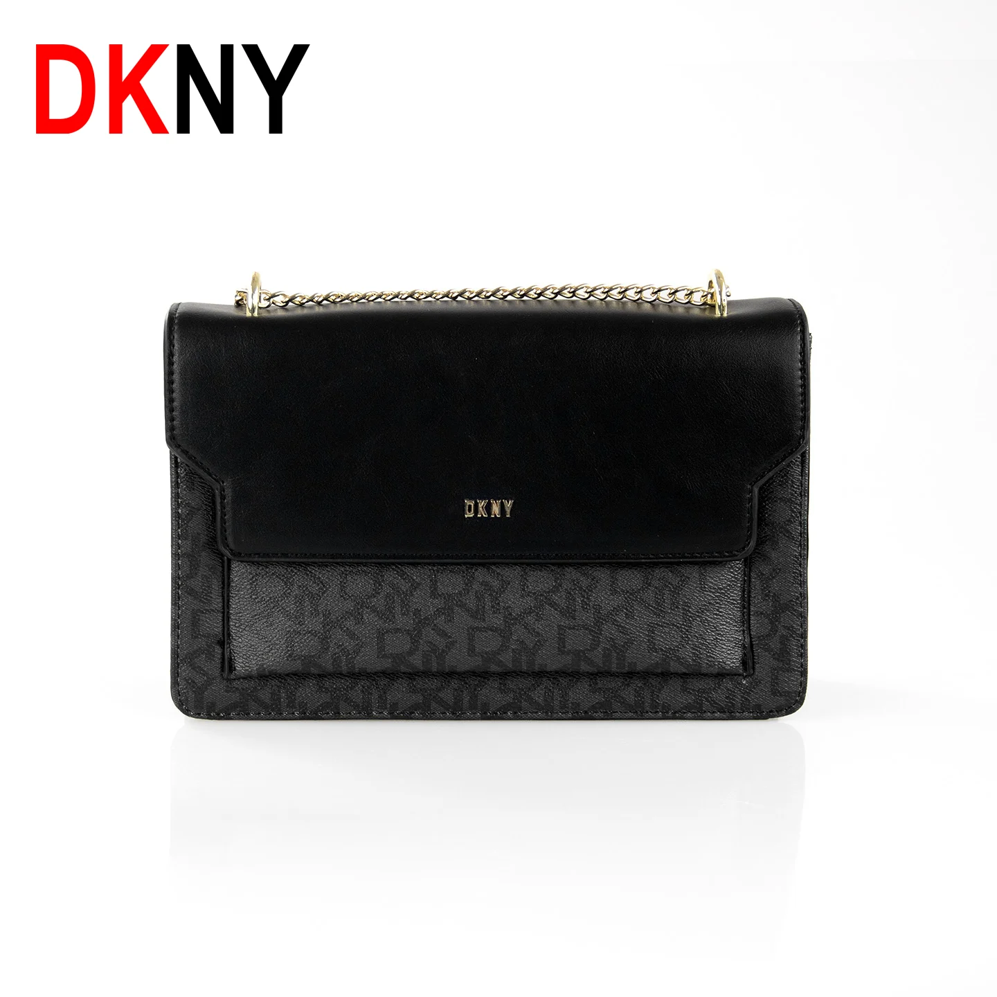 Women Bags Dkny - Damen-Umhängetasche mit Logo-Aufdruck, Klappdeckel, Metall-Logo-Dekor, Kette,