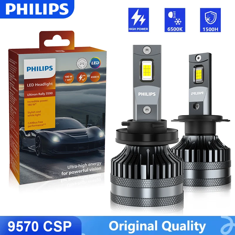 

Philips Ultinon Rally 3590 Автомобильная лампа для фар H7 Led H1 H4 H11 9005 HB3 9006 HB4 9012 HIR2 Противотуманные фары 6500K Лампа высокой мощности 180 Вт