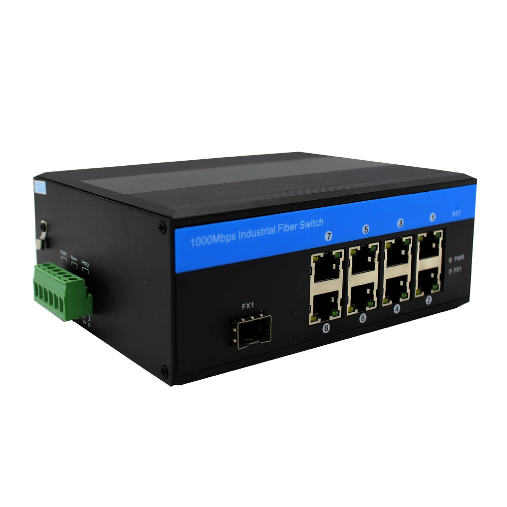 Industrial Managed Gigabit Ethernet Switch 8 * 10/100/1000M UTP and 1 * 1000M SFP port fiber optical switch