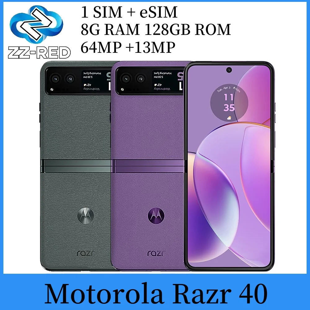 Мобильный телефон Motorola Razr 40 5G XT2323 Qualcomm Snapdragon 7 Gen1, экран смартфона 6,9 дюйма, отпечаток пальца, Android, используемый телефон Мобильный телефон Motorola Razr 40 5G XT2323 Qualcomm Snapdragon 7 Gen1, экран смартфона 6,9 дюйма, отпечаток пальца, Android, используемый телефон
