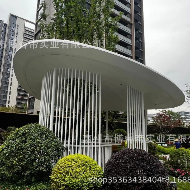 FRP special-shaped umbrella-shaped gallery frame creative outdoor art eggshell house garden landscape large stainless steel
