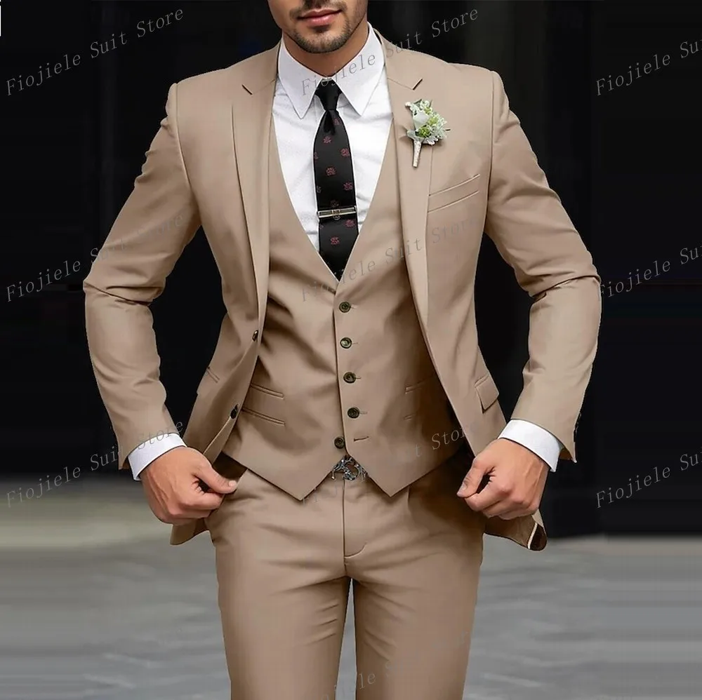 New Light Green Men Suit Business Tuxedos Formal Occasion Groom Groomsman Wedding Party Prom Male 3 Piece Set Blazer Vest Pants