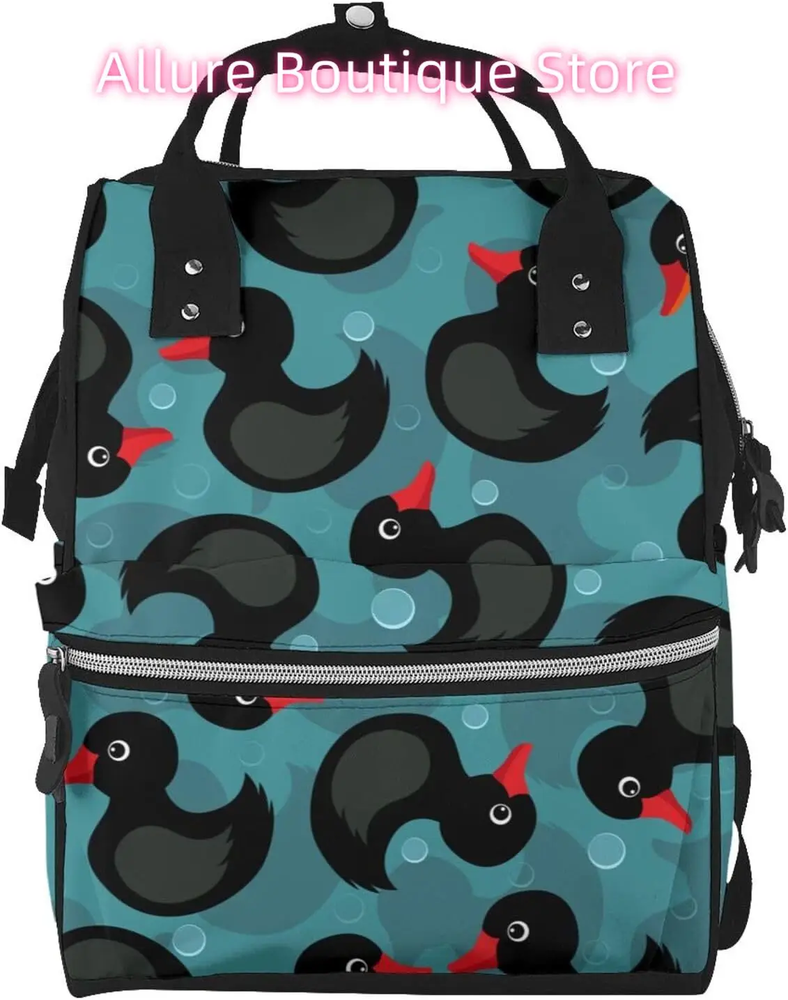 

Black Duck Diaper Bag Backpack for Women Large Capacity Nappy Bag Multifunction Waterproof Mummy Backpacks for Mom Dad Essential