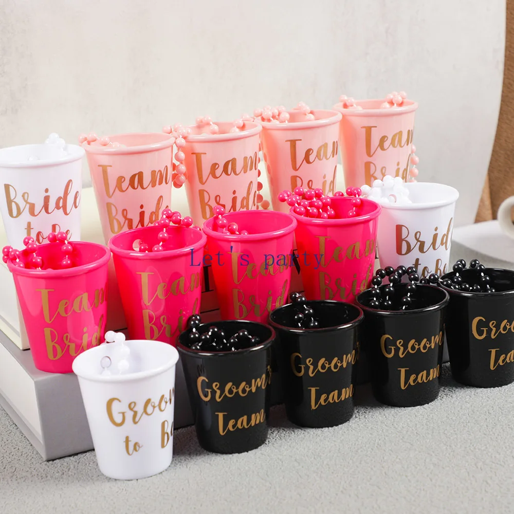 11Pcs Team Bride Drinking Cups Groom To Be Plastic Shot Glasses for Bridal Shower Party Gift Bride To Be Wedding Hen Party Decor