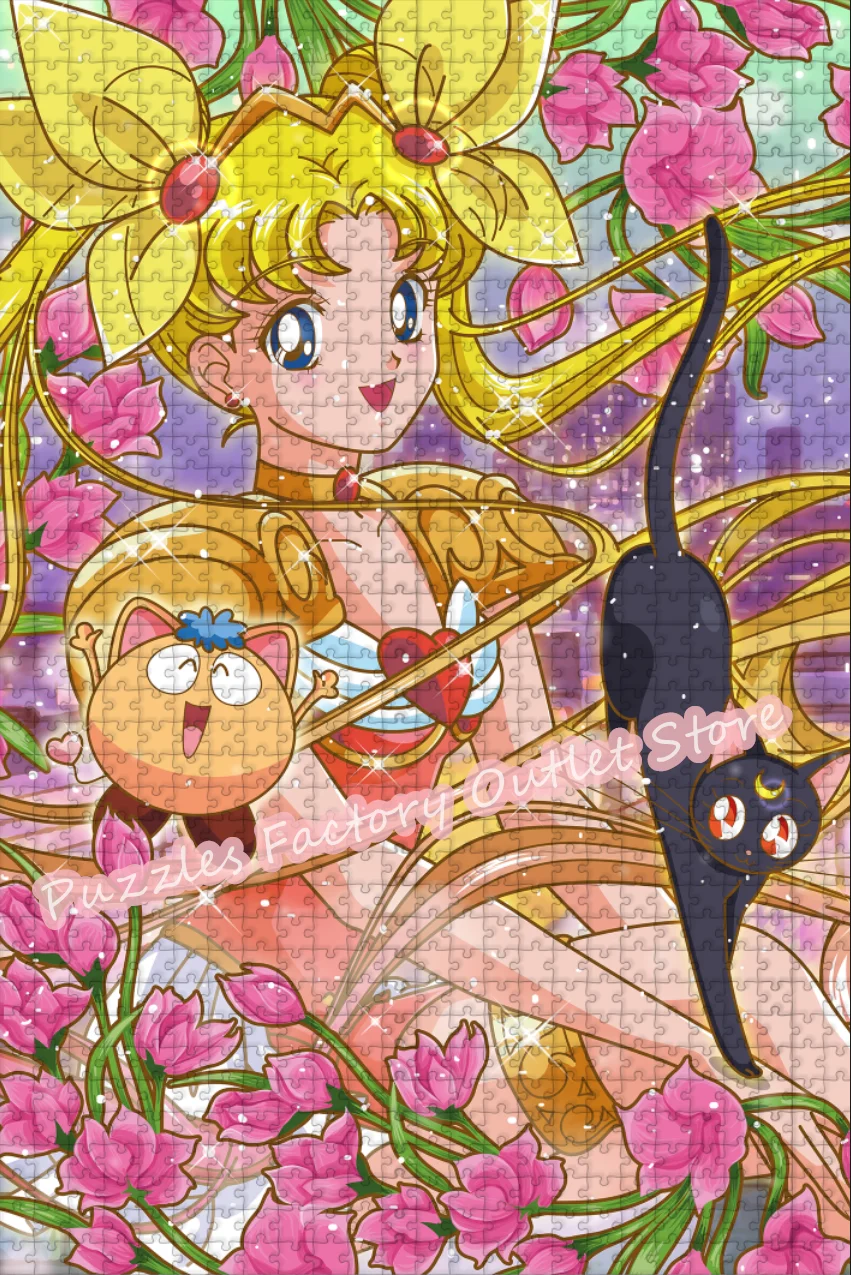 Sailor Moon Anime Cartoon Jigsaw Puzzles Pretty Beauty Girl Warrior 300/500/1000 Pieces Puzzle Decompressing Educational Toys