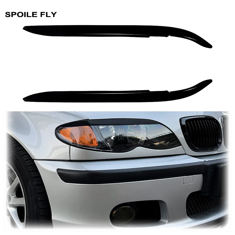 Capa de Farol Dianteiro para BMW Série 3 E46 M Sport M3 (1998 a 2004), em ABS Preto Brilhante, Kit de Carroceria.