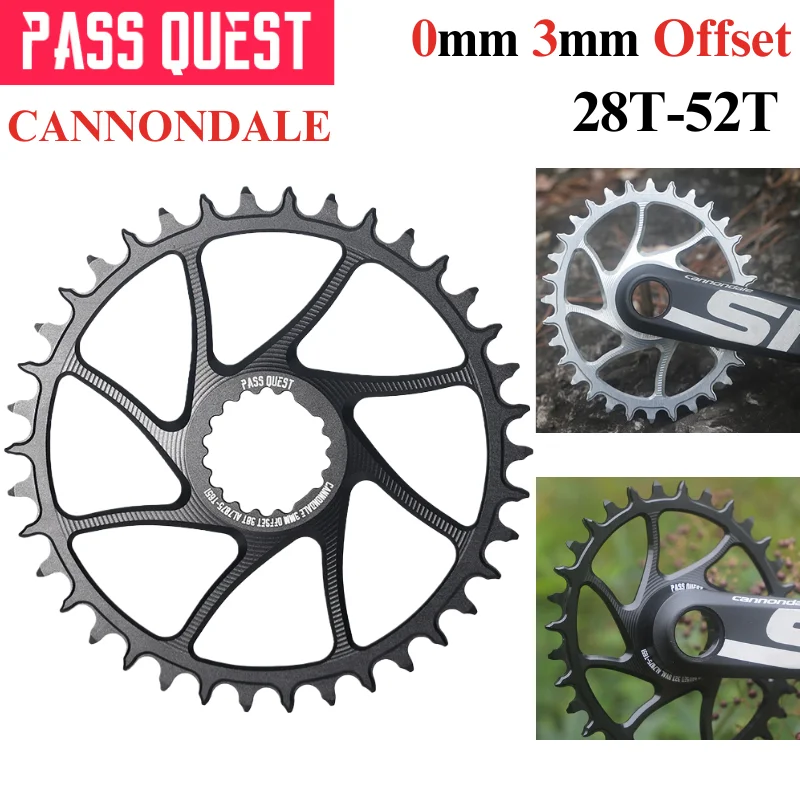 Pass Quest 0mm 3mm Offset 28T-42T Bicycle Chainring For CANNONDALE Si Ss FSA Bike Narrow Wide Teeth Chainwheel MTB Cycling Parts