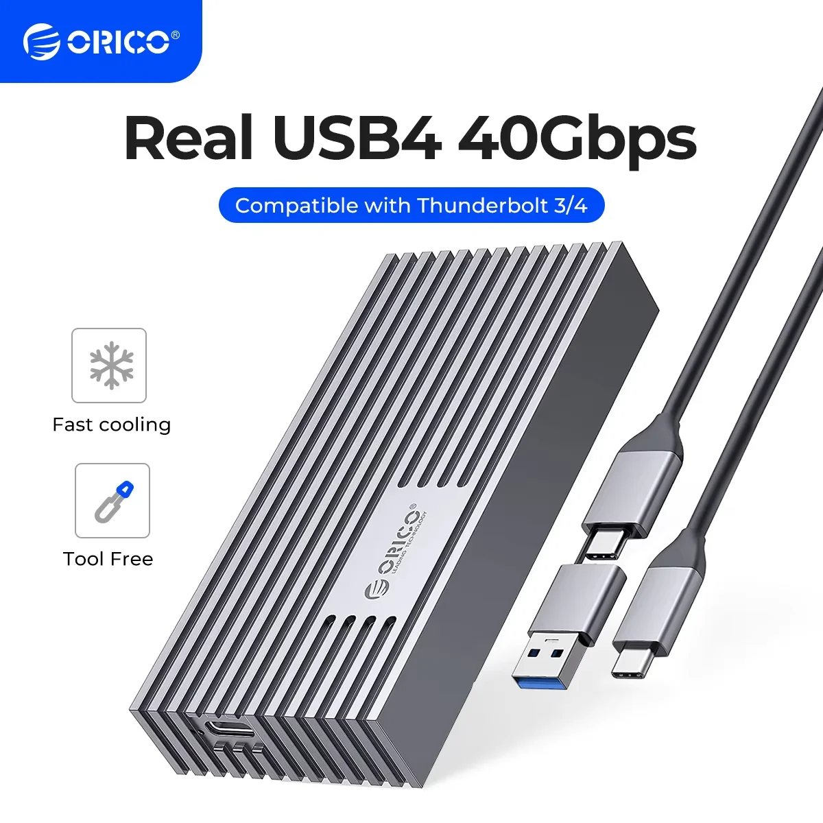 

ORICO High Speed SSD Case 40Gbps M.2 NVMe Enclosure External HD Cover Thunderbolt 3/4 USB4 USB Type C 3.0 Drive Disk Storage Box