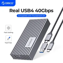 ORICO High Speed SSD Case 40Gbps M.2 NVMe Enclosure External HD Cover Thunderbolt 3/4 USB4 USB Type C 3.0 Drive Disk Storage Box