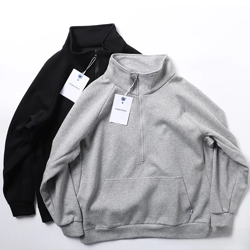 

Японская классическая толстовка-худи цвета хаки с молнией, из плотной ткани, свободного кроя, для мужчин, для спорта и повседневной носки