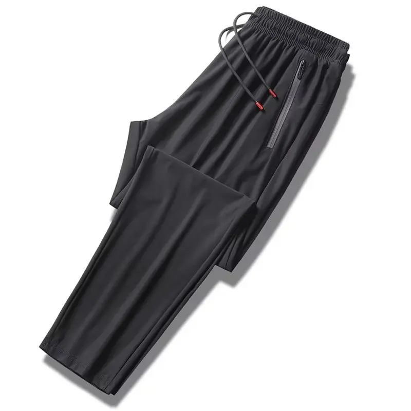 

Summer Thin Ice Silk Sports Pants Women's Quick Dry Elastic Slim Fit Casual Loose plus Size Long Pants High Waist Straight Leg