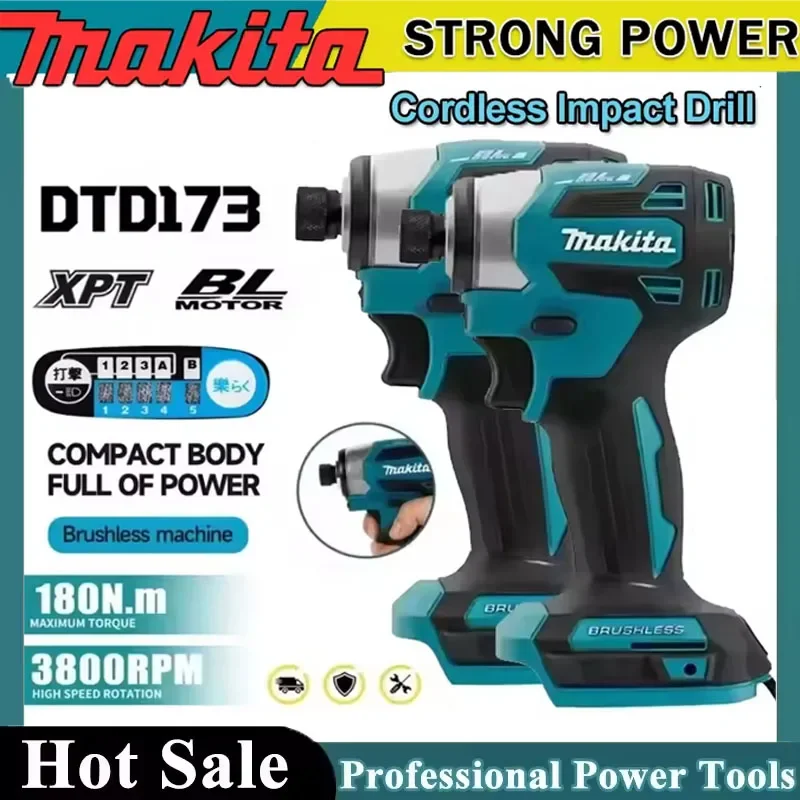 

Бесщеточный электрический шуруповерт Makita DTD173 для авторемонта, ударный шуруповерт с крутящим моментом 220 Н·м, электроинструмент для Makita 18В