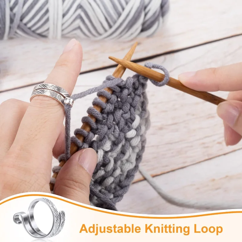 Adjustable Knitting Loop Crochet Open Ring Webbing Jewelry Wool Knitting Finger Wear Thimble Yarn Guide Tools Sewing Accessory